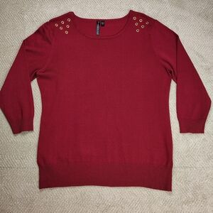Allie & Rob Maroon Sweater with Gold Grommet Detail Women's Size Large